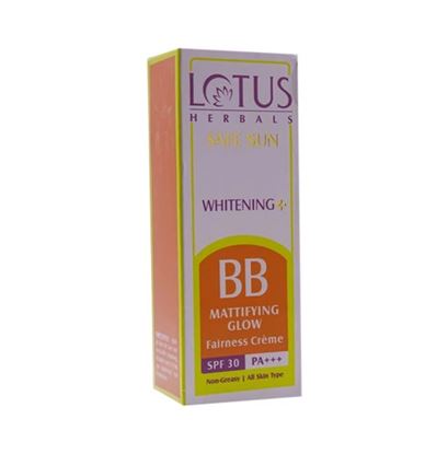 Picture of Lotus Herbals Safe Sun Whitening+ BB Mattifying Glow Fairness Crème SPF 30 PA+++