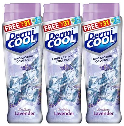 Picture of Dermicool Prickly Heat Powder 90gm (With Free Dettol Cool Soap 75gm) Lavender Pack of 3