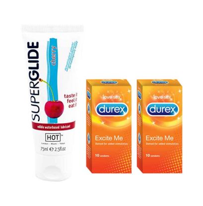 Picture of Thats Personal Combo Pack of Durex Excite Me Condoms & HOT Superglide Lubricant
