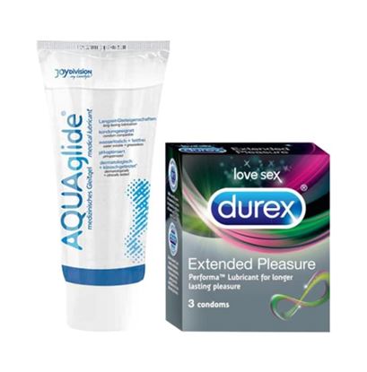 Picture of Thats Personal Combo Pack of Joy Division AQUAglide Medical Lubricant with Durex Extended Pleasure Condom