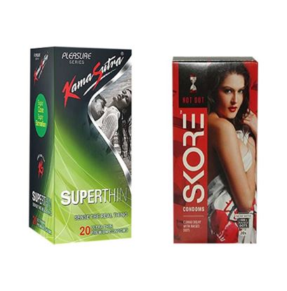 Picture of Thats Personal Combo Pack of KamaSutra Pleasure SuperThin Condoms & Skore Notout Condoms