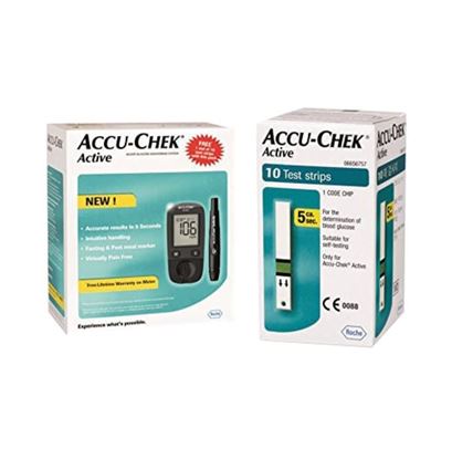 Picture of Accu-Chek Active Blood Glucose Meter Kit (Box of 10 Test strips Free)