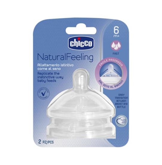 Picture of Chicco 2 Teat Natural feeling 6M+ F Fast