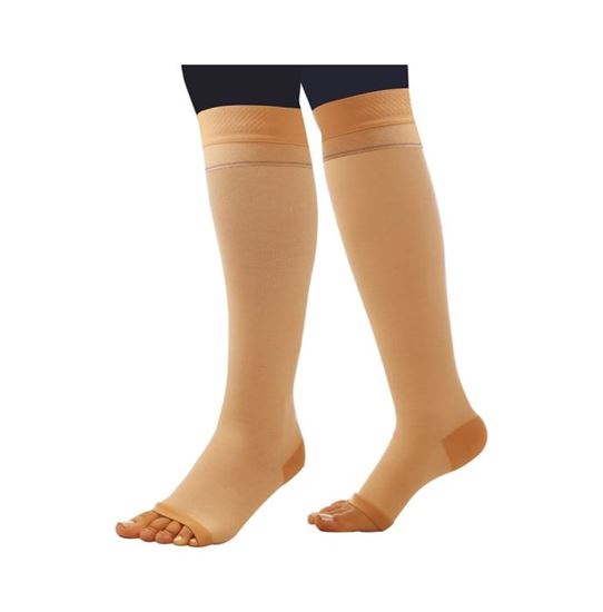 Picture of Comprezon Cotton Varicose Vein Stockings Class 2 Below Knee (1 Pair) L Beige