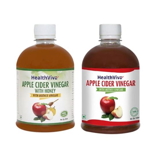 Picture of HealthViva Apple Cider Mother Vinegar (With Honey & Plain, 500ml each)