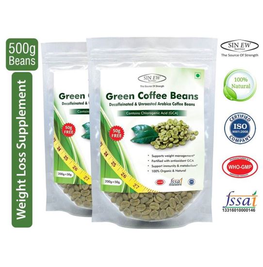 Picture of Sinew Nutrition Green Coffee Beans 200gm + 50gm Free Pack of 2