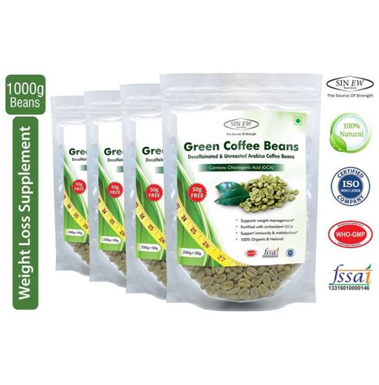 Picture of Sinew Nutrition Green Coffee Beans 200gm + 50gm Free Pack of 4